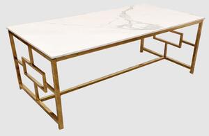 Gilroy Polar White Sintered Top Coffee Table With Gold Frame