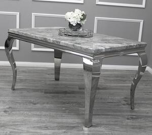 Laval Small Light Grey Marble Dining Table With Chrome Legs