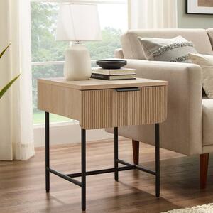 Kinder Wooden Side Table With 1 Drawer In Natural And Black