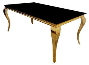 Laval Black Glass Dining Table With Gold Curved Legs