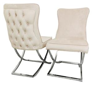 Sedro Cappuccino Velvet Dining Chairs With X Cross Legs In Pair