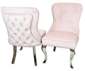 Sedro Pink Velvet Dining Chairs With Straight Legs In Pair