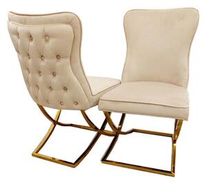 Sedro Cappuccino Velvet Dining Chairs With Gold Legs In Pair