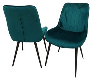 Danville Teal Velvet Dining Chairs In Pair