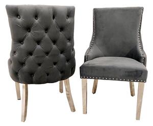 Kinston Dark Grey Velvet Dining Chairs In Pair