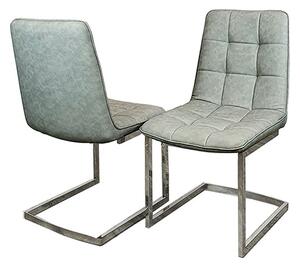 Tara Light Grey Faux Leather Dining Chairs In Pair