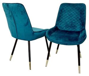 Lewiston Teal Velvet Dining Chairs In Pair