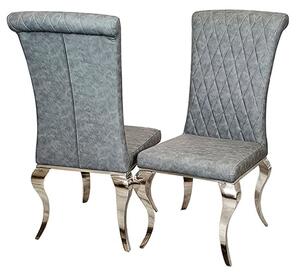 North Line Stitch Dark Grey Faux Leather Dining Chairs In Pair