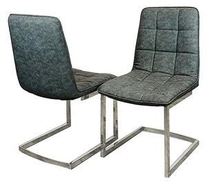 Tara Dark Grey Faux Leather Dining Chairs In Pair