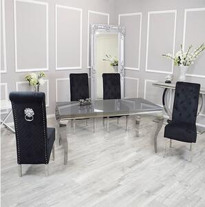 Laval Grey Glass Dining Table With 6 Elmira Black Chairs