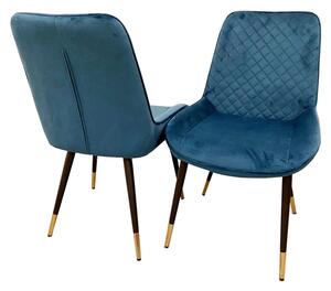 Lewiston Navy Blue Velvet Dining Chairs In Pair