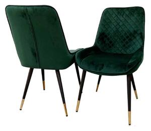 Lewiston Emerald Green Velvet Dining Chairs In Pair