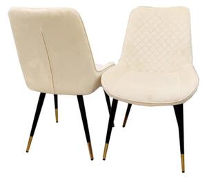 Lewiston Cream Velvet Dining Chairs In Pair