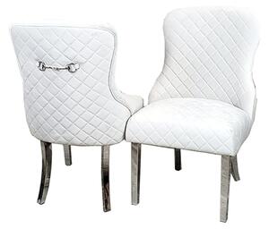 Kenneswick Quilted Back Light Grey Velvet Dining Chairs In Pair