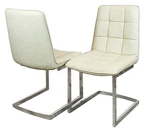 Tara Cream Faux Leather Dining Chairs In Pair