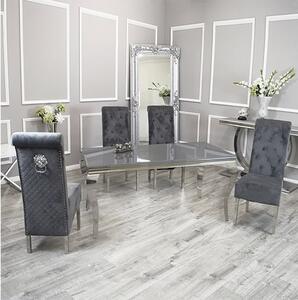 Laval Grey Glass Dining Table With 6 Elmira Dark Grey Chairs