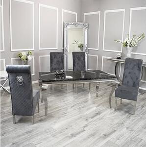 Laval Black Marble Dining Table With 6 Elmira Dark Grey Chairs