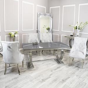 Alto Grey Glass Dining Table With 8 Dessel Light Grey Chairs