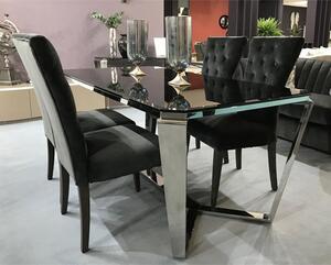 Zota Blackwood Glass Dining Table With 4 Pembroke Chairs