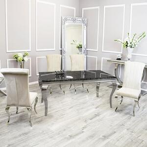 Laval Black Marble Dining Table With 6 North Cream Chairs