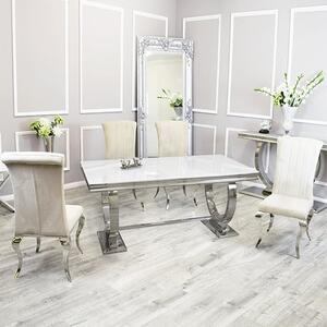 Alto White Glass Dining Table With 8 North Cream Chairs