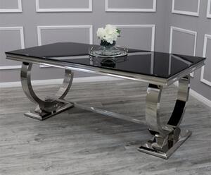 Alto Large Black Glass Dining Table With Polished Base