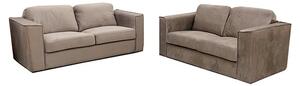 Hanley Velvet 3 + 2 Seater Sofa Set In Pebble And Grey