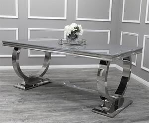 Alto Large Grey Glass Dining Table With Polished Base