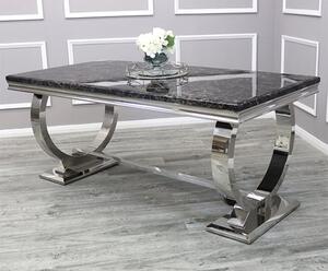 Alto Large Black Marble Dining Table With Polished Base