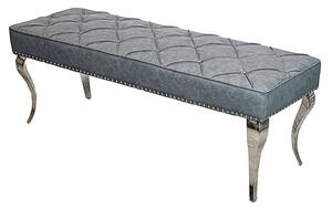 Laval Small Leather Dining Bench In Dark Grey