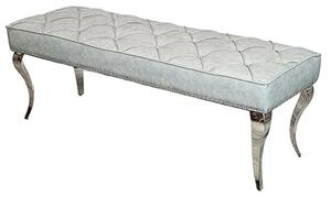 Laval Small Leather Dining Bench In Light Grey