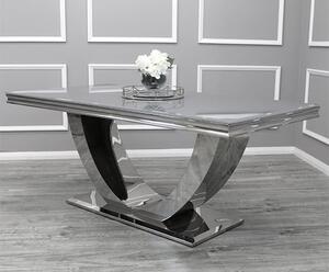 Avon Small Grey Glass Dining Table With Polished Base