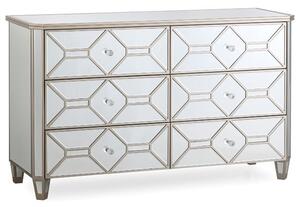 Rose Mirrored Chest Of 6 Drawers In Silver