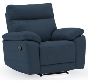 Posit Recliner Leather 1 Seater Sofa In Indigo Blue