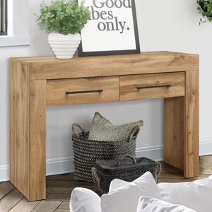 Canton Wooden Console Table With 2 Drawers In Oak