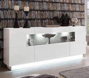 Salina High Gloss Sideboard 3 Doors In White With LED Lighting