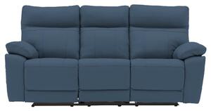 Posit Recliner Leather 3 Seater Sofa In Indigo Blue