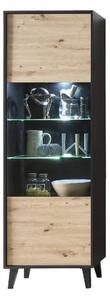 Aliso Wooden Display Cabinet Tall In Artisan Oak With LED