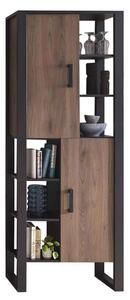 North Wooden Display Cabinet Tall With 2 Doors In Okapi Walnut