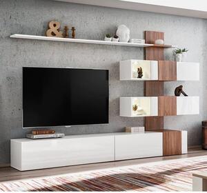 Reno Gloss Entertainment Unit In White And Sterling Oak With LED