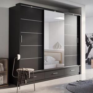 Allen Wooden Wardrobe With 3 Sliding Doors In Matt Black