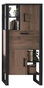 North Wooden Display Cabinet Tall With 3 Doors In Okapi Walnut