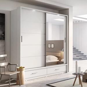 Allen Wardrobe With 2 Sliding Doors And Drawers In Matt White