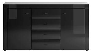 Glens High Gloss Sideboard With 2 Doors In Black And LED