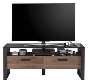 North Wooden TV Stand With 2 Drawers In Okapi Walnut