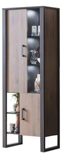 North Wooden Display Cabinet Tall In Okapi Walnut With LED