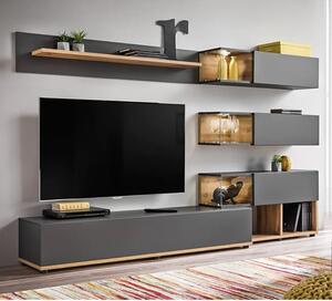 Sault Wooden Entertainment Unit In Anthracite With LED Lighting