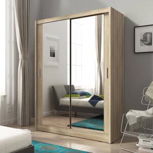 Mack Wooden Wardrobe With 2 Mirrored Sliding Door In Sonoma Oak