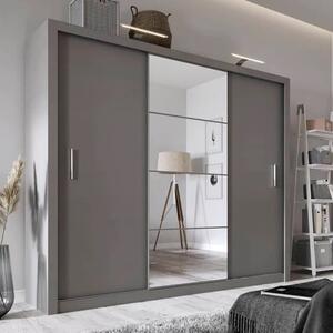 Ionia Wooden Wardrobe With Mirrored Sliding Door In Matt Grey