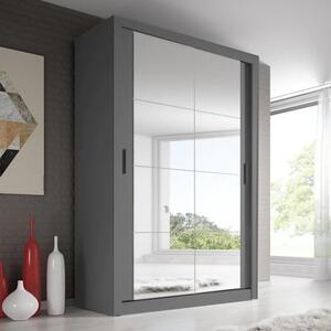 Aliso Wardrobe With 2 Mirrored Sliding Doors In Matt Grey